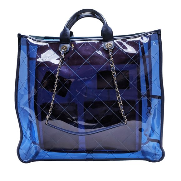 SOLD Chanel Splash Blue Large PVC Shopping Tote - Picture 2 of 7